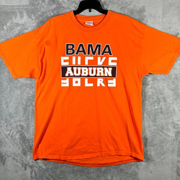 VINTAGE Auburn Iron Bowl Shirt Men's XL 2003 Orange Graphic Logo Hanes - Picture 1 of 7